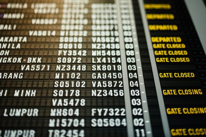 EU Air Travel Rights — Airport Departures Airport departure board for European air travel