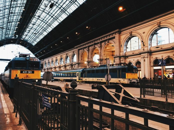 European rail travel - Voyazure Two trains at a European railway station